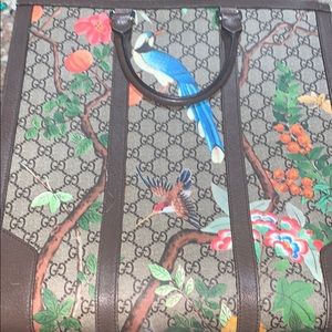Gucci Monogram Print Brown Gg Supreme Canvas Tote